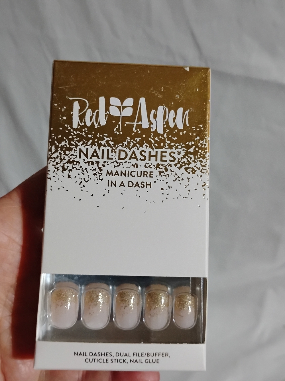 Red Aspen Nail Dashes Press-On Nails - Gold Ombre Bonnie Pops The Bubbly NEW